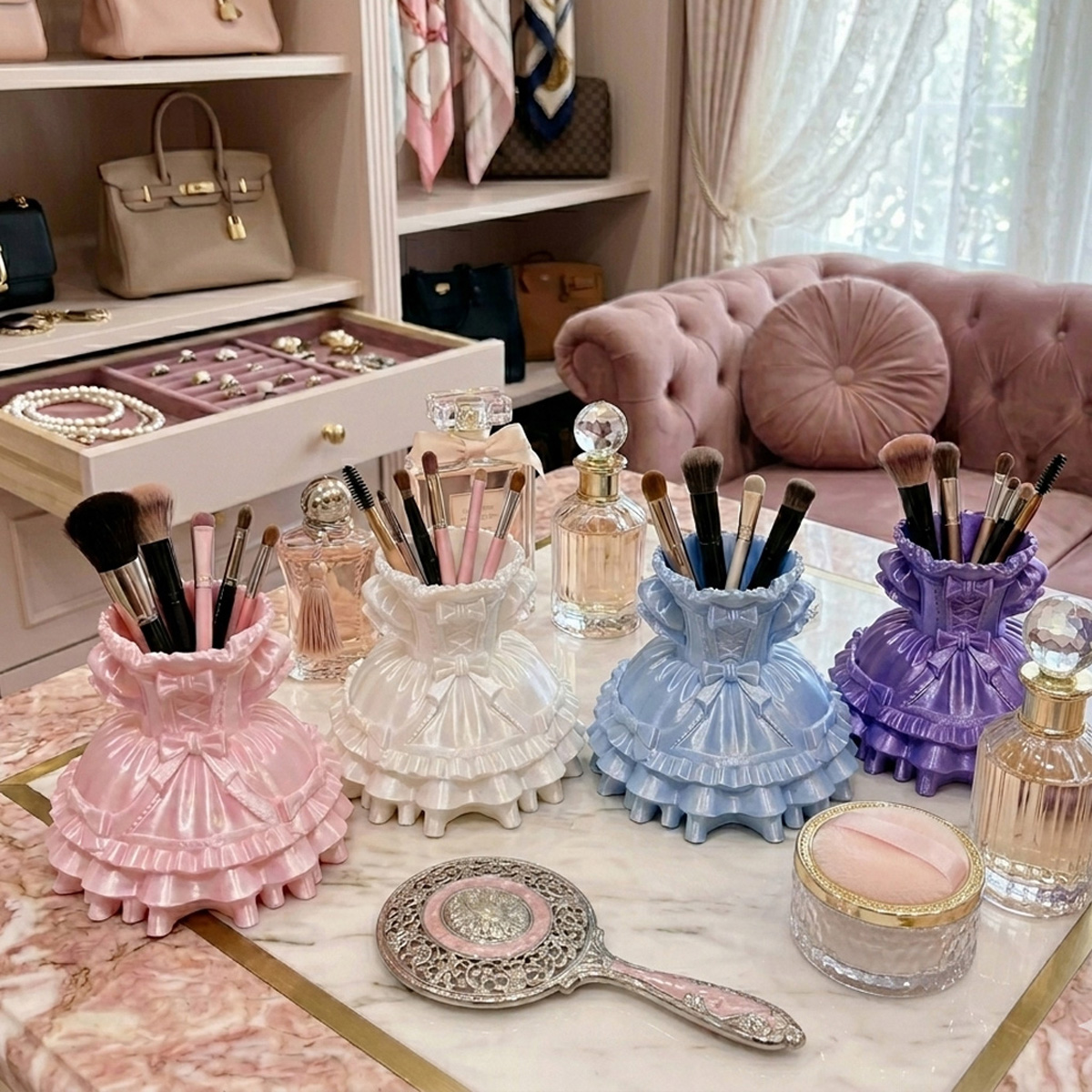 3D Printing Holder - Princess Dress Makeup Brush Holder &