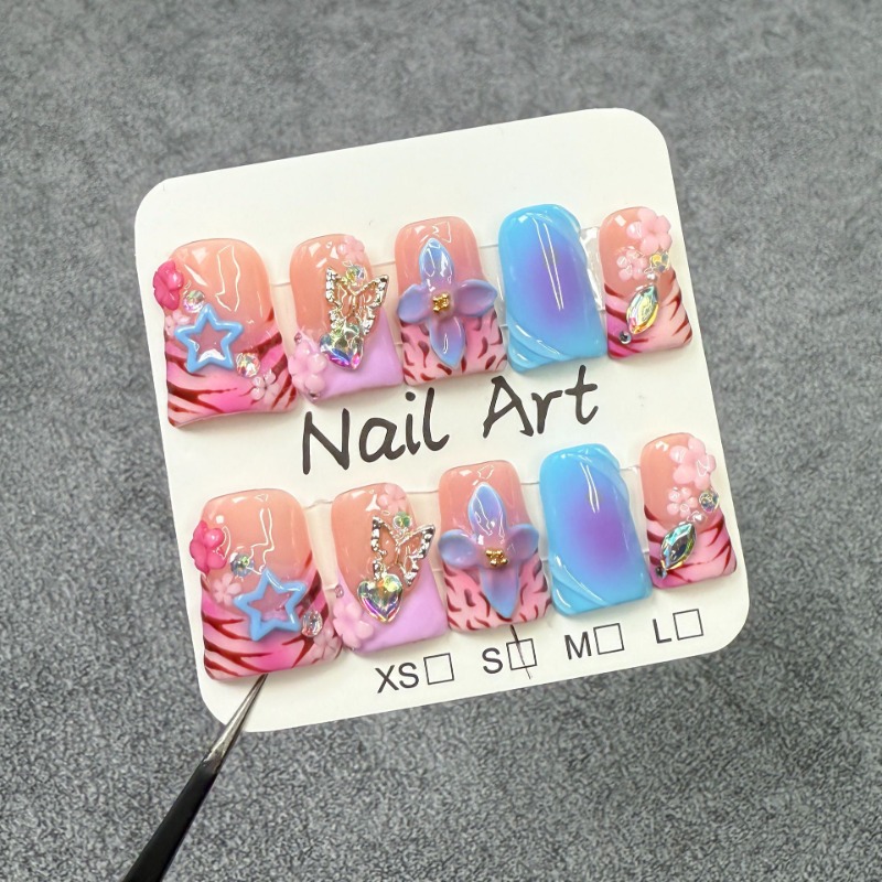 10pcs Handmade Fake Nails Duck - 3D Printing Nails 评论和价格