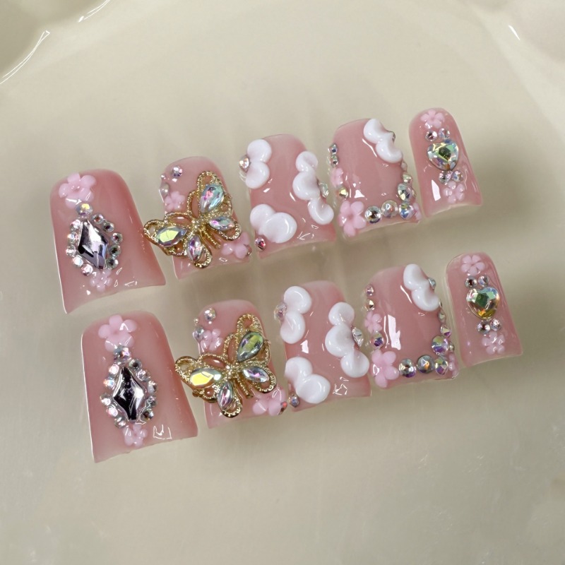 10pcs Handmade Fake Nails Duck - 3D Printing Nails 评论和价格