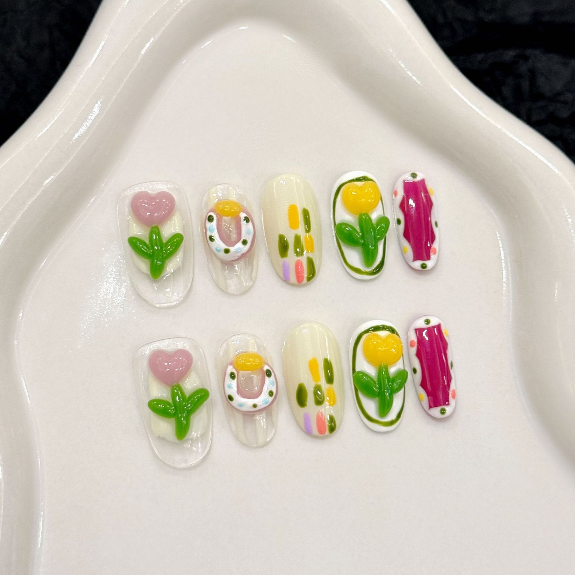 10pcs Handmade Press on Nails  - 3D Printing Nails 评论和价格