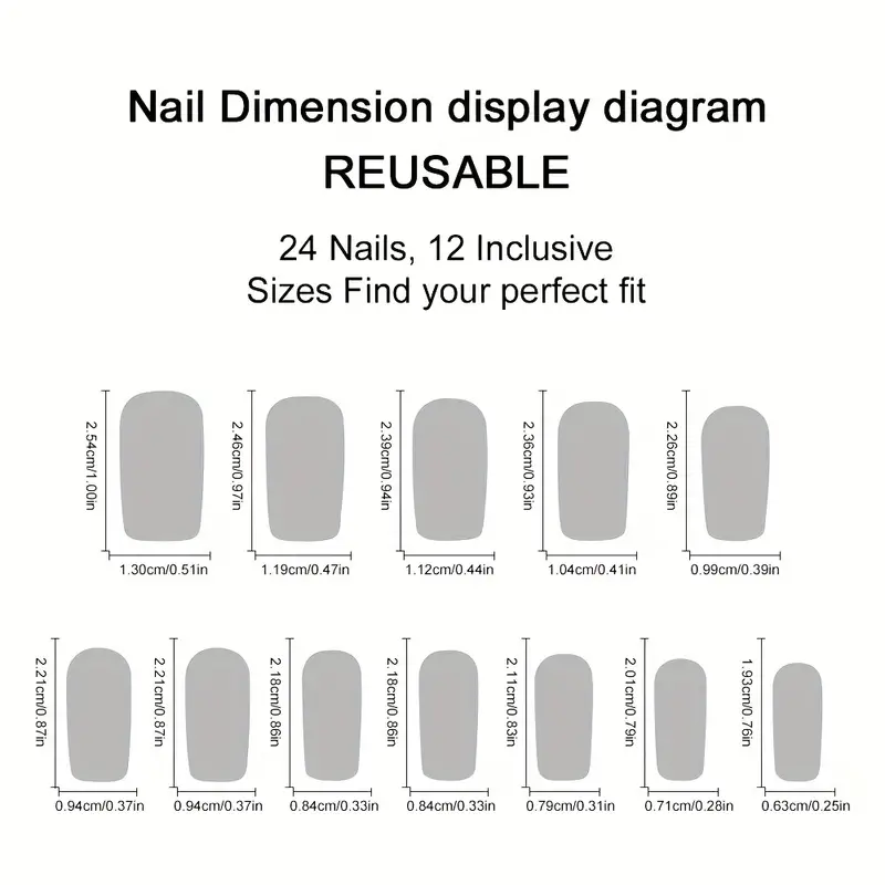 Full set of 24‑piece short squ - 3D Printing Nails 评论和价格